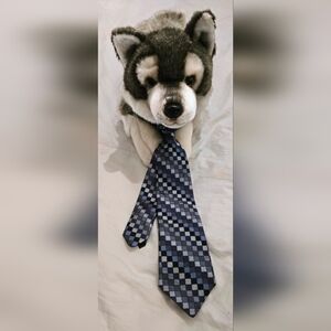 Peluso of Italy 100% Silk Vintage Tie for Babies/Children; Blue Geometric Design